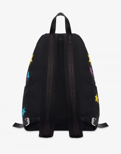 Shop Moschino Stars Nylon Backpack In Black