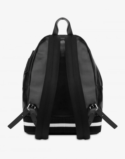 Shop Moschino Geometric Logo Bomber Backpack In Black