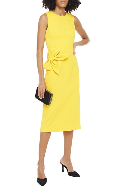 Shop Rebecca Vallance Andie Bow-embellished Cloqué Midi Dress In Marigold
