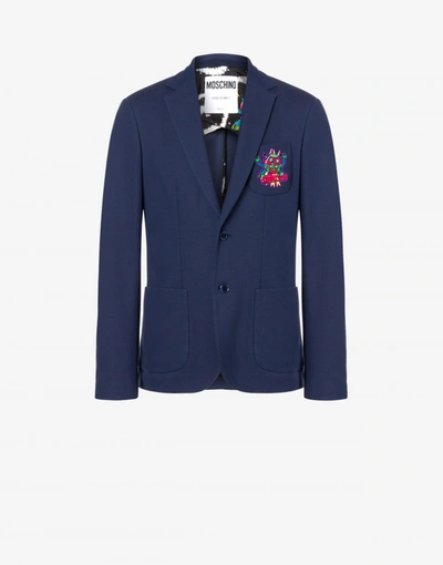 Shop Moschino Interlock Jacket Exhaust In Dark Blue