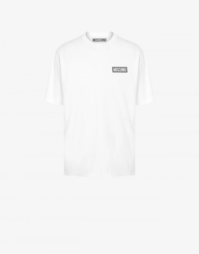 Shop Moschino Jersey T-shirt Rubber Logo In White