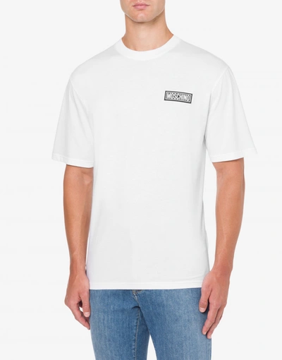 Shop Moschino Jersey T-shirt Rubber Logo In White