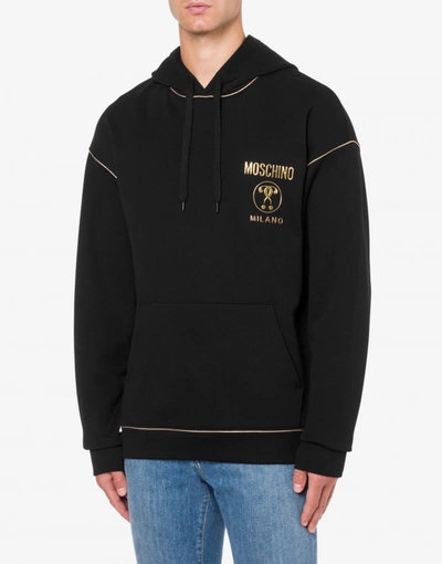 Shop Moschino Cotton Sweatshirt Gold Logo In Black