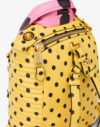 Shop Moschino Biker Polka Dots Backpack In Yellow