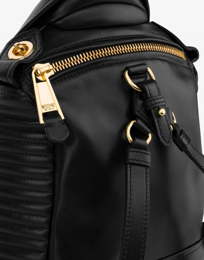 Shop Moschino Biker Backpack In Nappa Leather In Black