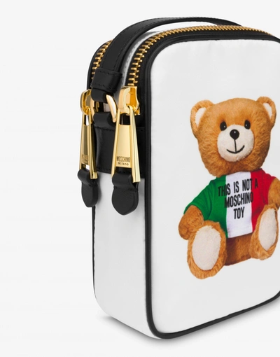 Shop Moschino Italian Teddy Bear Shoulder Bag In White