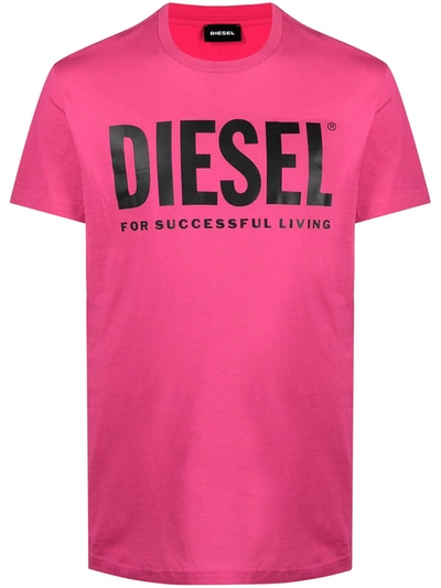 Shop Diesel T-diego-logo Logo-print Cotton T-shirt In Pink