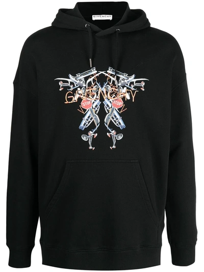 Shop Givenchy Logo-embroidered Hoodie In Black