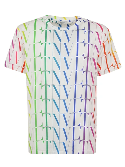 Valentino Cotton T-shirt With All-over Multicolor Vltn Print In 