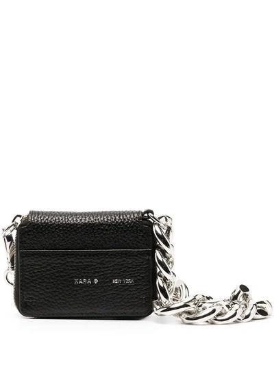Shop Kara Crossbody Wallet In Hammered Leather In Black