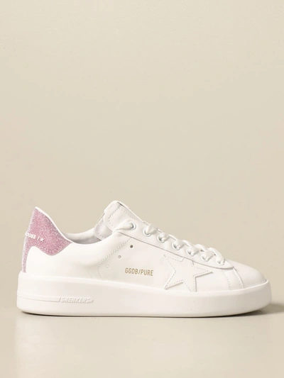 Shop Golden Goose Sneakers In Leather And Glitter In White