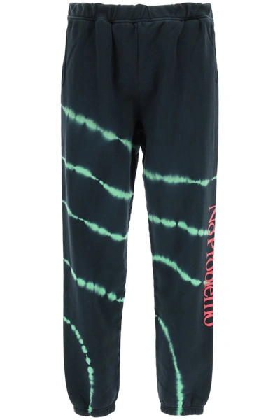 Shop Aries Tie-dye Sweatpants No Problemo Neon Print In Green Multi (grey)