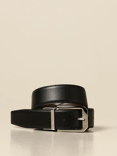 Shop Ermenegildo Zegna Belt In Reversible Leather In Black