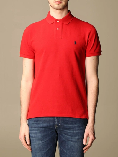 Shop Polo Ralph Lauren Slim Fit Cotton Polo Shirt In Red