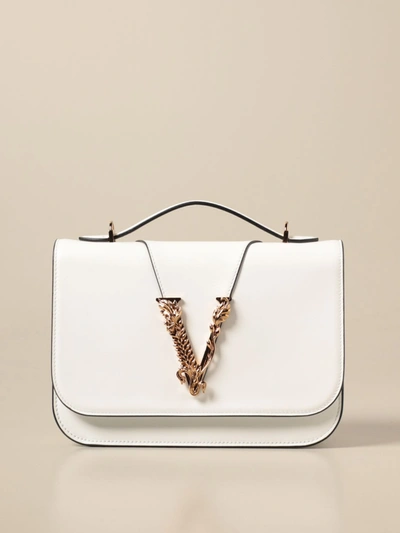 Shop Versace Leather Bag In White