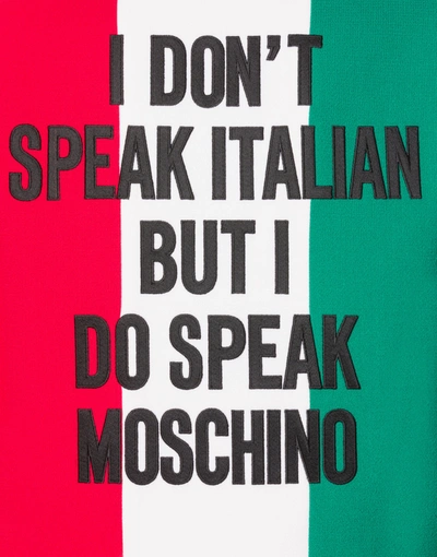 Shop Moschino Italian Slogan Bouclé Jacket In Multicoloured