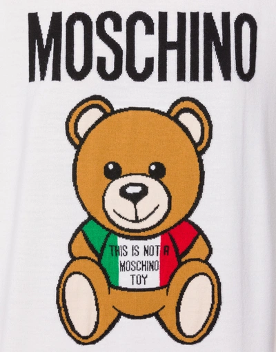 Shop Moschino Italian Teddy Bear Wool Dress In White