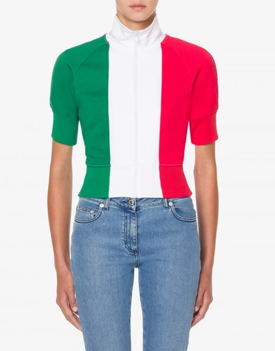 Shop Moschino Cotton Sweatshirt Italian Slogan In Multicoloured