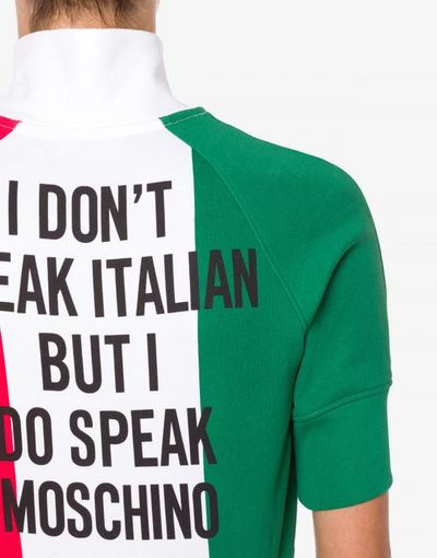 Shop Moschino Cotton Sweatshirt Italian Slogan In Multicoloured