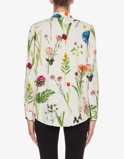 Shop Boutique Moschino Viscose Shirt Botanic Print In Ivory