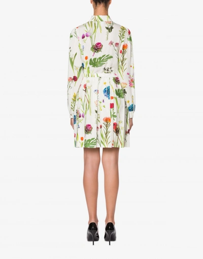 Shop Boutique Moschino Botanic Print Viscose Dress In Ivory