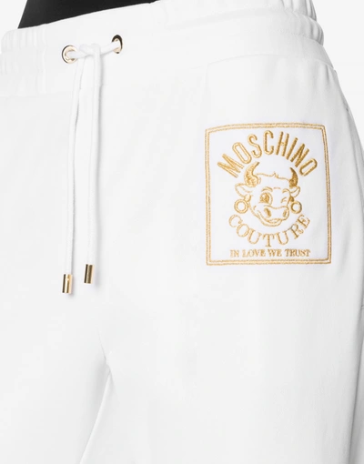 Shop Moschino Cropped Jogging Pants Chinese New Year In White