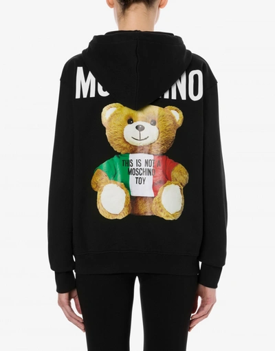 Shop Moschino Italian Teddy Bear Sweatshirt With Zip In White