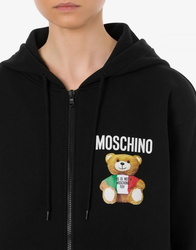 Shop Moschino Italian Teddy Bear Sweatshirt With Zip In White