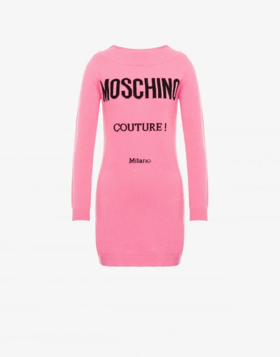 Shop Moschino Couture Wool And Cashmere Dress In Pink