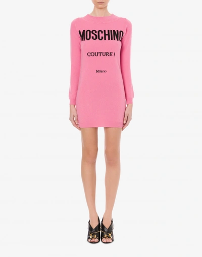 Shop Moschino Couture Wool And Cashmere Dress In Pink