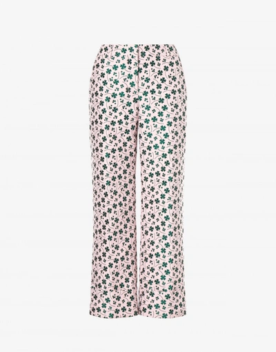 Shop Boutique Moschino Jacquard Pants Four Leaf Clover In Confetti Pink
