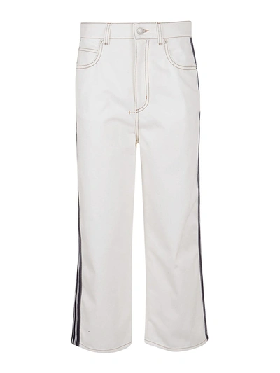 Shop Alexander Mcqueen Contrasting Stripe Boyfriend Jeans In White