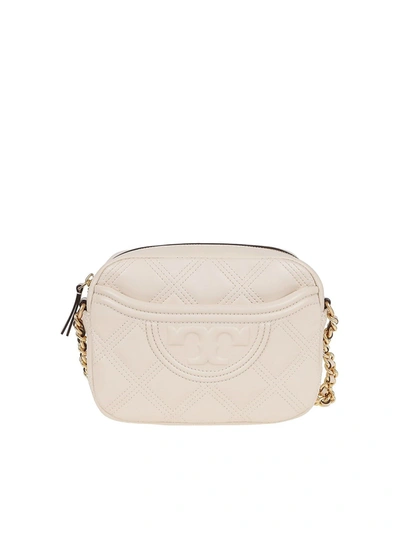 Shop Tory Burch Fleming Quilted Camera Bag In White