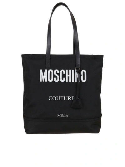 Shop Moschino Nylon Tote Bag In Black