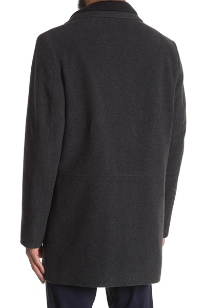 Shop Calvin Klein Coleman Bib Wool Blend Coat In Charcoal