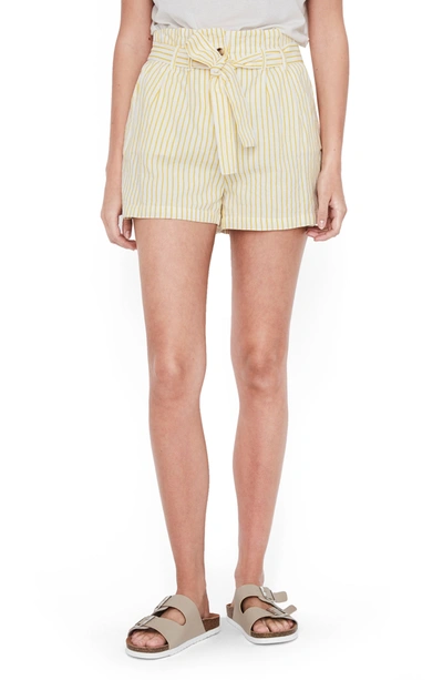 Shop Vero Moda Paperbag Waist Shorts In Snow White Stripes B