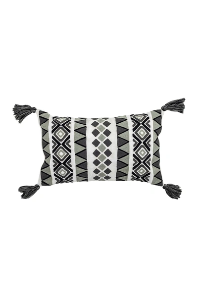 Shop Divine Home Embroidered Louise Outdoor Pillow In Gray / Black