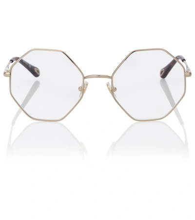 Shop Chloé Joni Octagonal Glasses In Gold