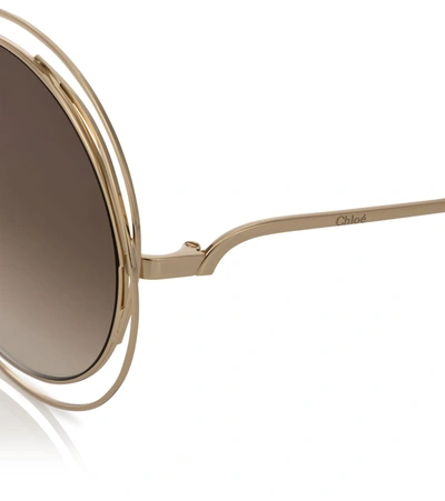 Shop Chloé Carlina Round Sunglasses In Brown