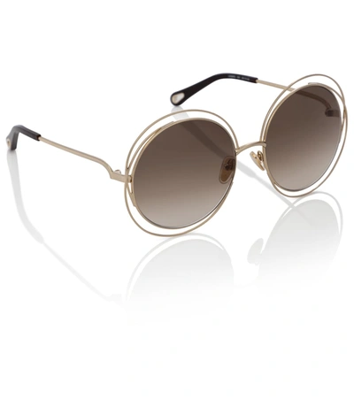 Shop Chloé Carlina Round Sunglasses In Brown