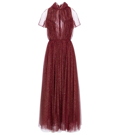 Shop Emilia Wickstead Gabriel Glitter Tulle Maxi Dress In Red