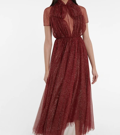 Shop Emilia Wickstead Gabriel Glitter Tulle Maxi Dress In Red