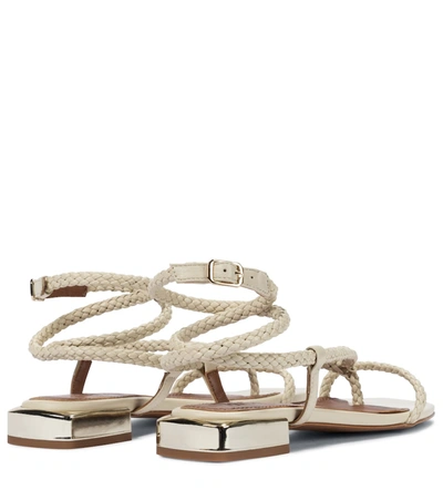 Shop Souliers Martinez Amanecer 45 Braided Leather Sandals In Beige