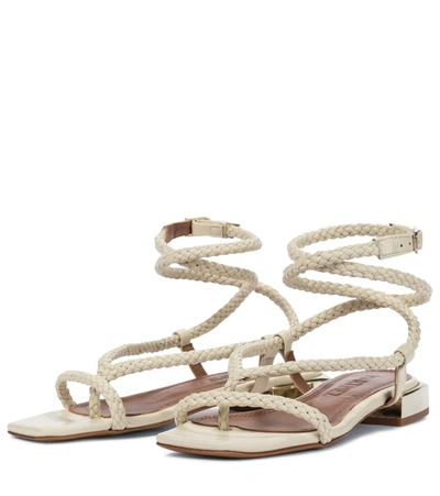 Shop Souliers Martinez Amanecer 45 Braided Leather Sandals In Beige