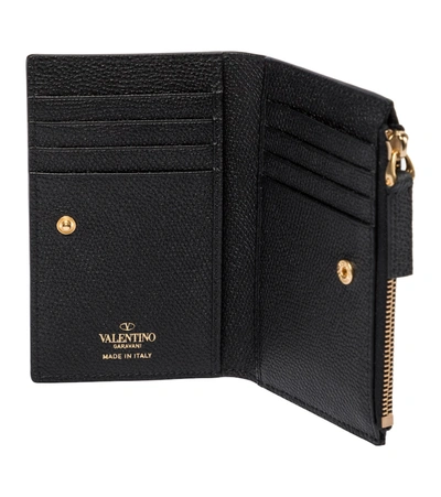 Shop Valentino Vlogo Leather Wallet In Black