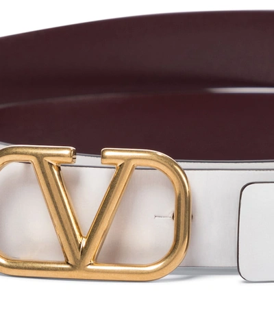 Shop Valentino Vlogo Reversible Leather Belt In White