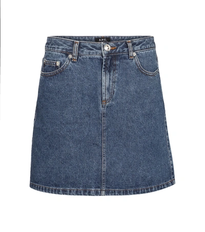 Shop Apc Denim Miniskirt In Blue