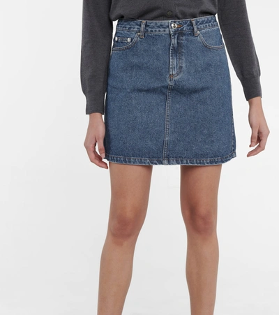 Shop Apc Denim Miniskirt In Blue