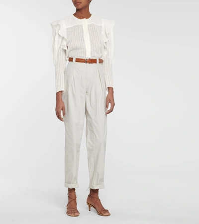 Shop Isabel Marant Getylia Cotton-blend Blouse In White
