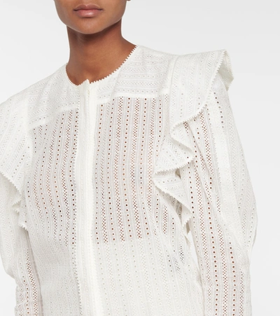 Shop Isabel Marant Getylia Cotton-blend Blouse In White